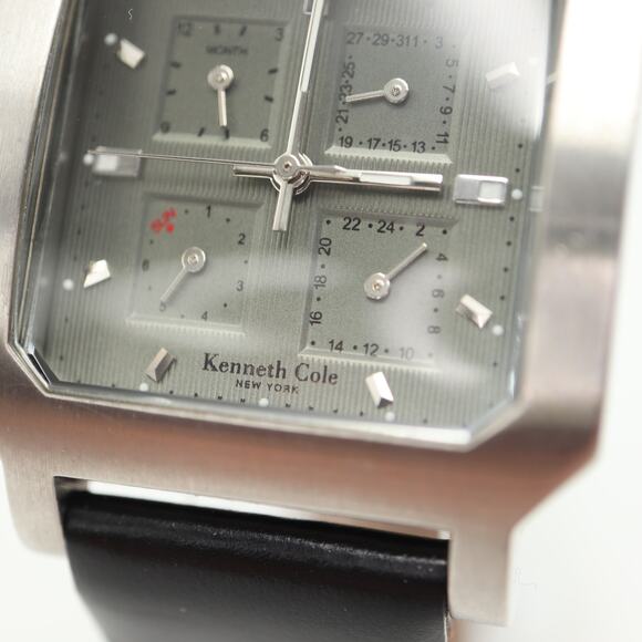 Kenneth Cole Full Calendar Unisex Watch 33mm Green Gray Square Dial New Battery - Picture 6 of 16